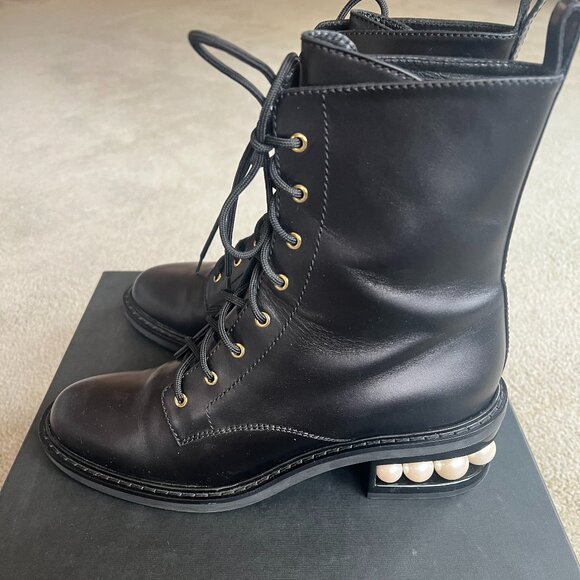 NICHOLAS KIRKWOOD CASATI EMBELLISHED LEATHER ANKLE BOOTS - Picture 9 of 15